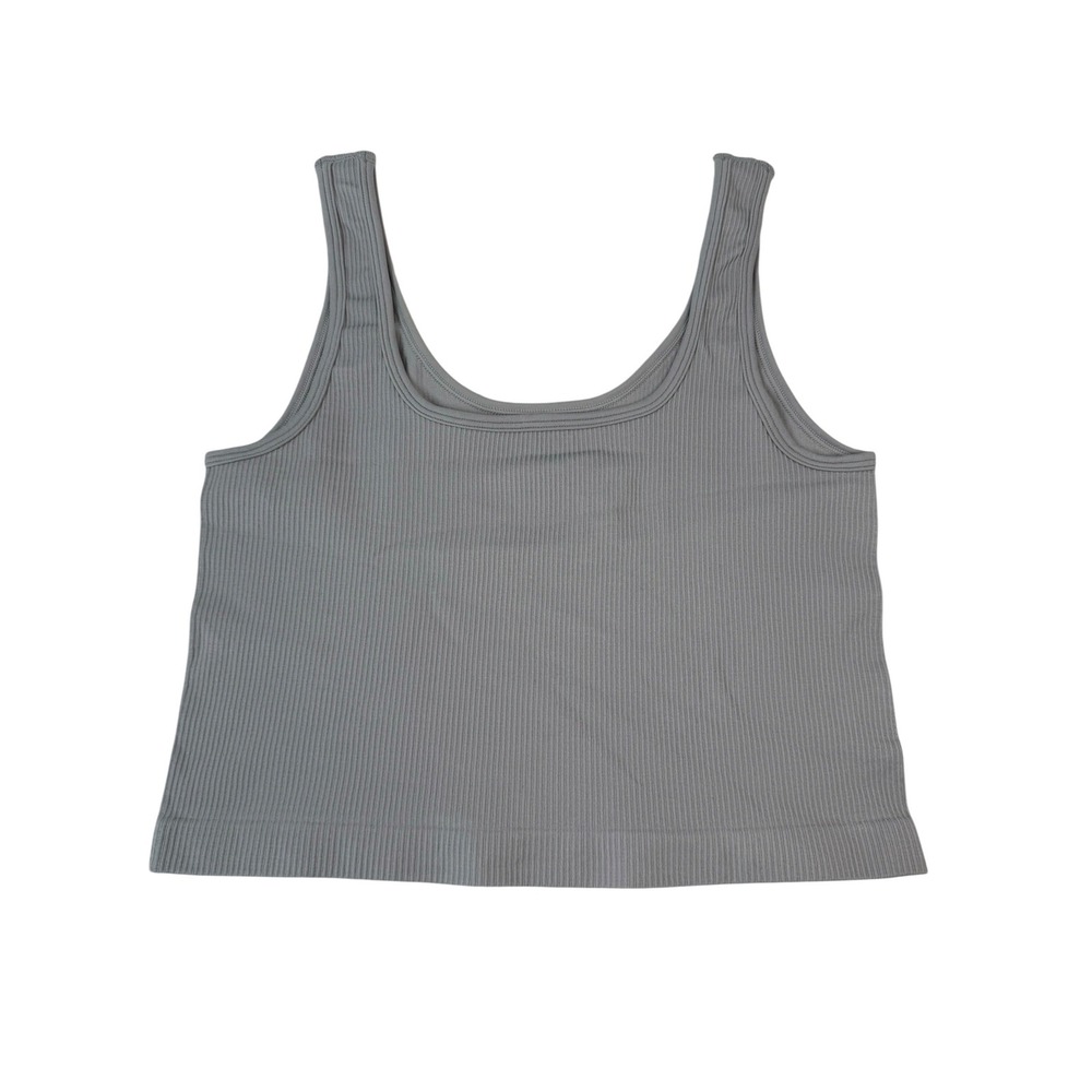 OQQ Seamless Ribbed Cropped Tank Top Large Gray NWOT - Picture 2 of 6